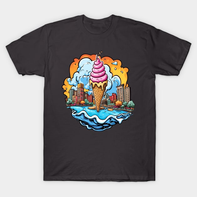 Ice Cream Cone City T-Shirt by White Feathers Designs